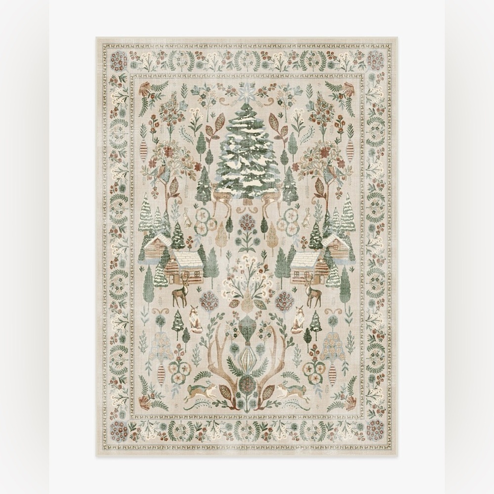 Ruggable Juniper Runner Rug 2.5x12 Neutral Botanical Washable NWT